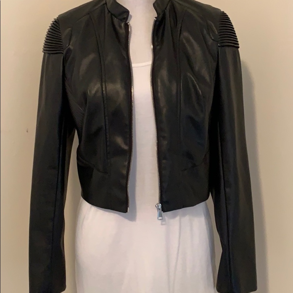 Black Bebe Crop Jacket With Shoulder Details! - Picture 2 of 7